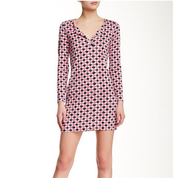 Diane von Furstenberg cotton/silk blend Reina Check Dot Pink Dress size 2 - Picture 1 of 10